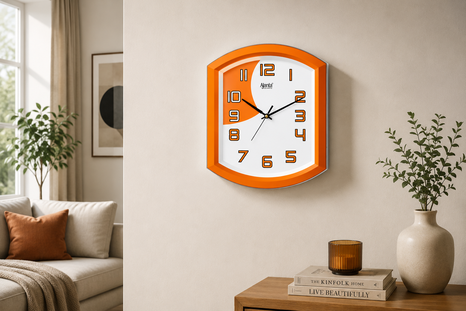 Ajanta 1997 Orange Fancy Wall Clock – Office, Hotel, Home Use 4