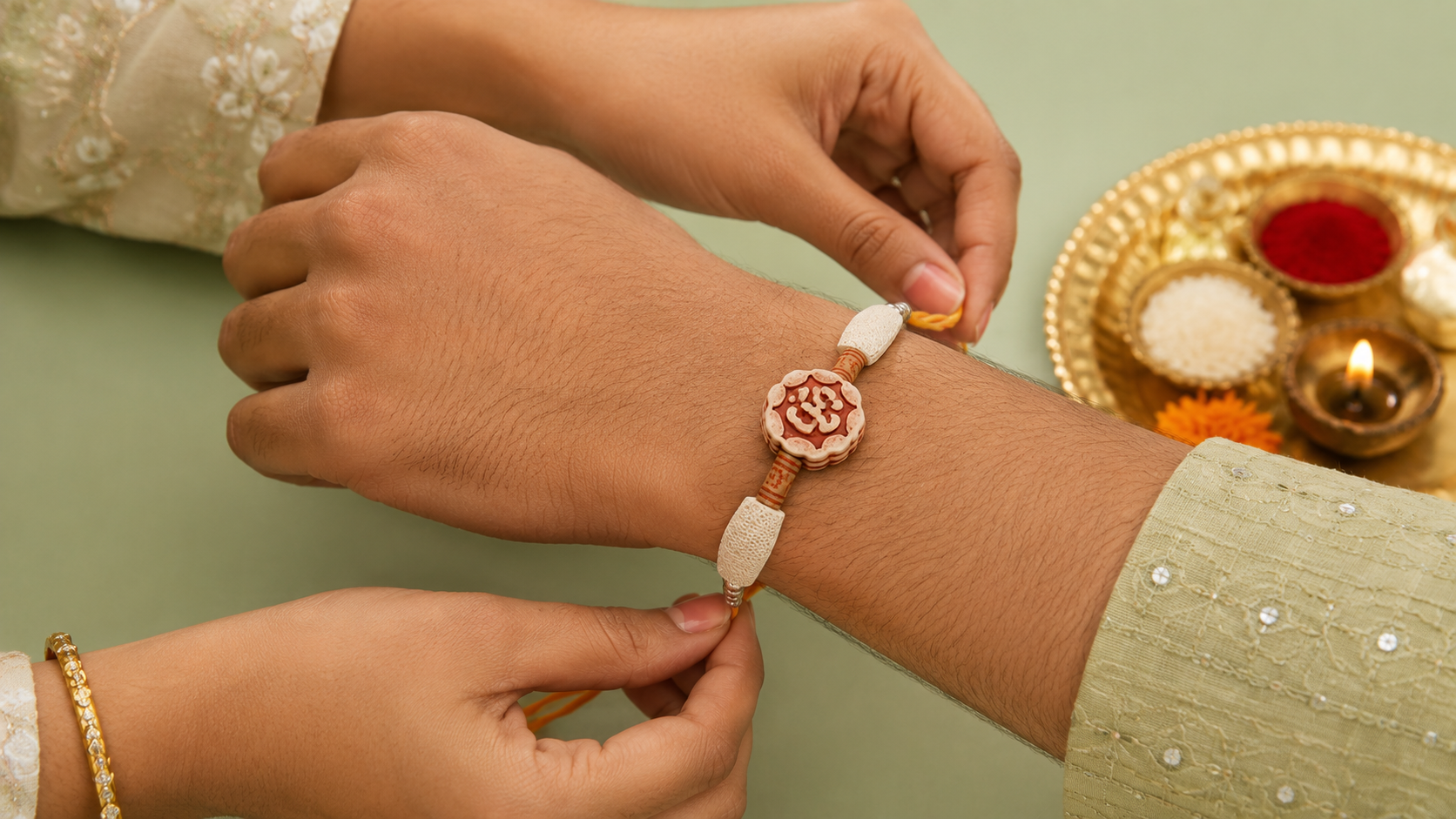 Chandan Scented Rakhi with Traditional Om Design 2