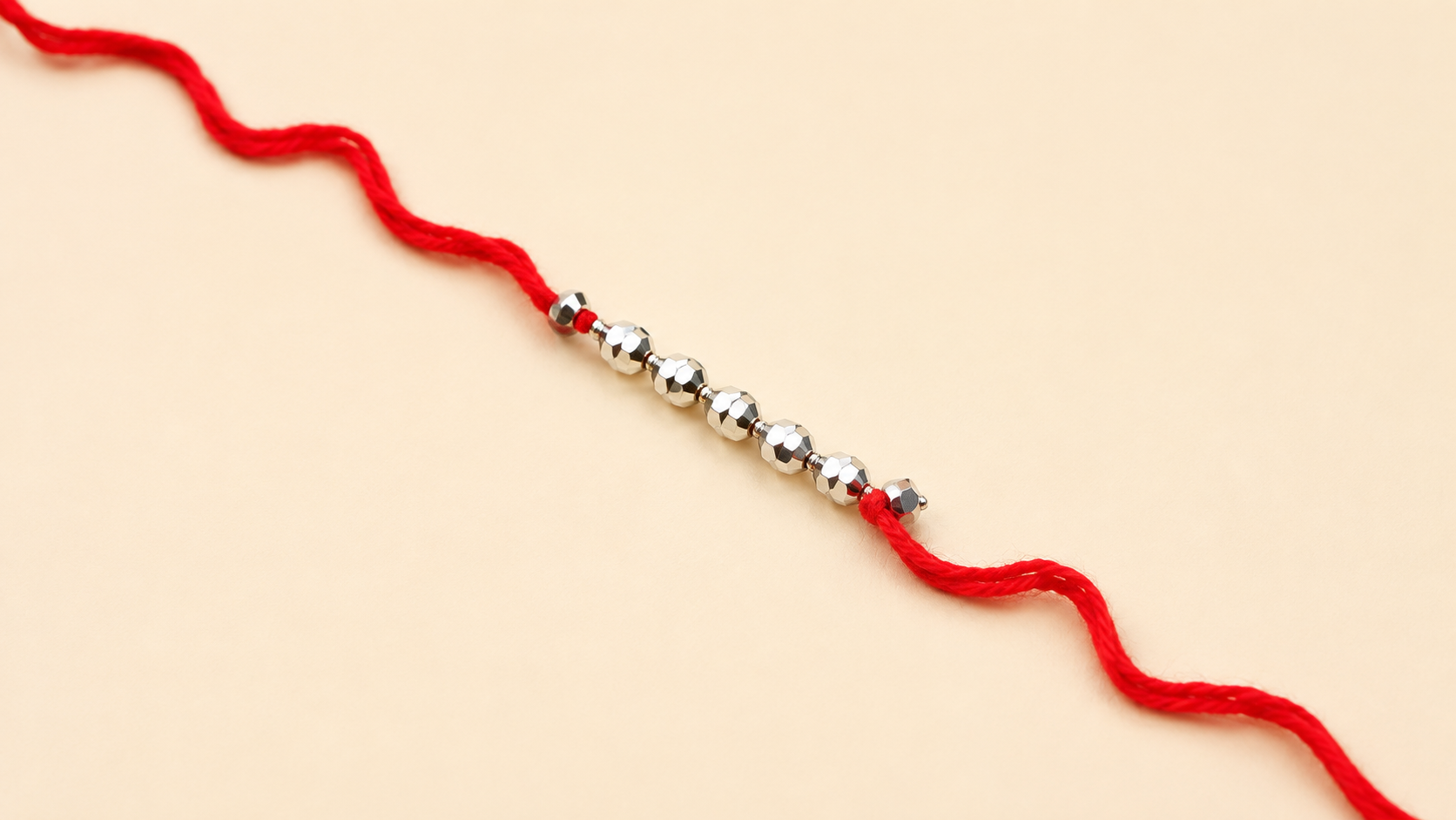 Silver Beads Red Thread Rakhi | Traditional Raksha Bandhan Rakhi