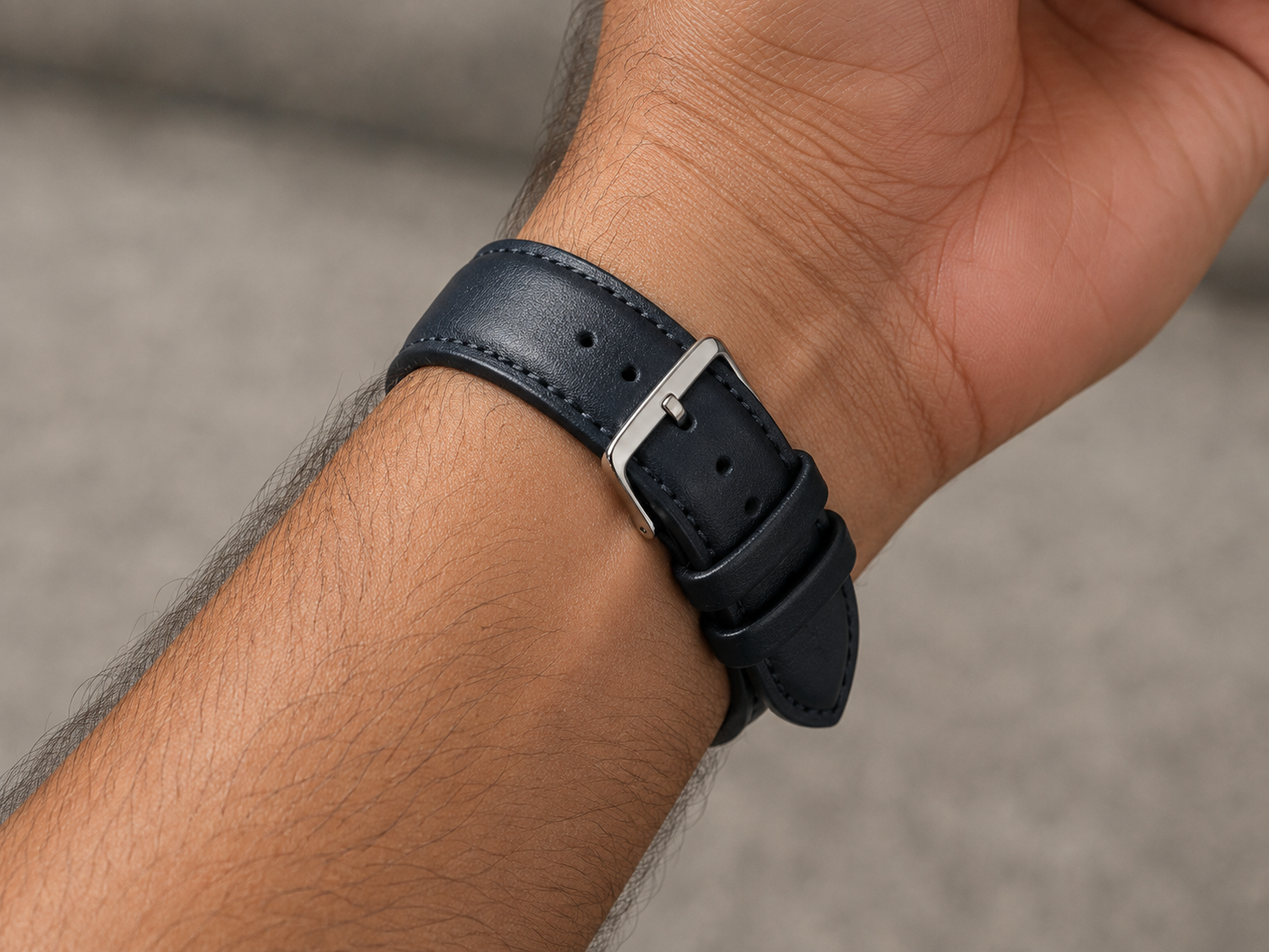 Black Textured Leather Watch Strap 20mm with Silver Buckle 4