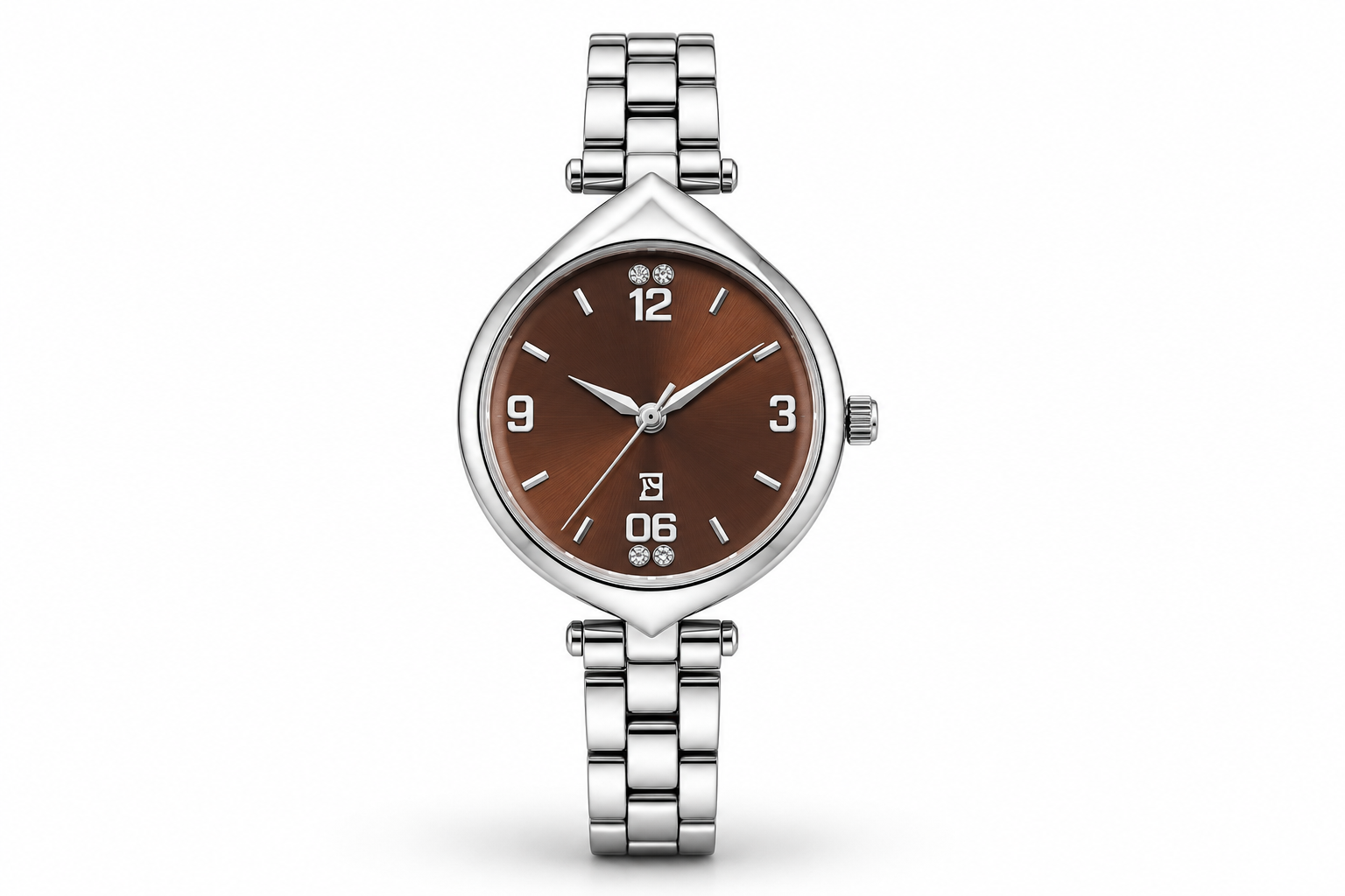 Ladies Stainless Steel Wrist Watch with Brown Dial – Quartz Analog Watch