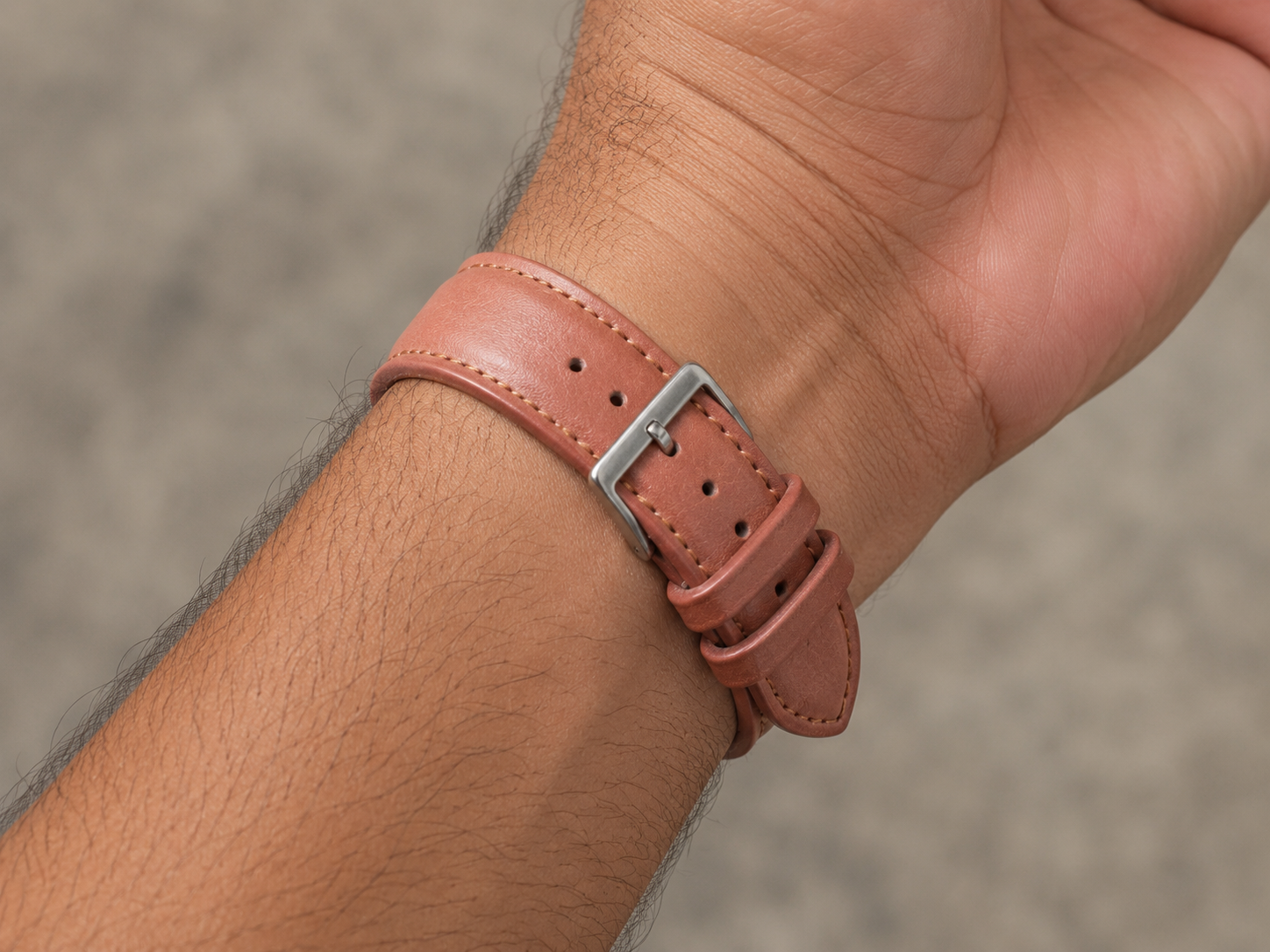 Premium Tan Brown Leather Watch Strap with Silver Buckle – 20mm 4