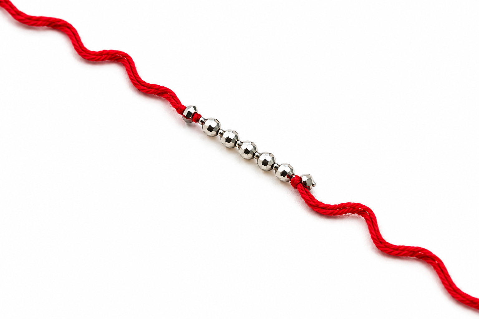 Silver Beads Red Thread Rakhi | Traditional Raksha Bandhan Rakhi 3