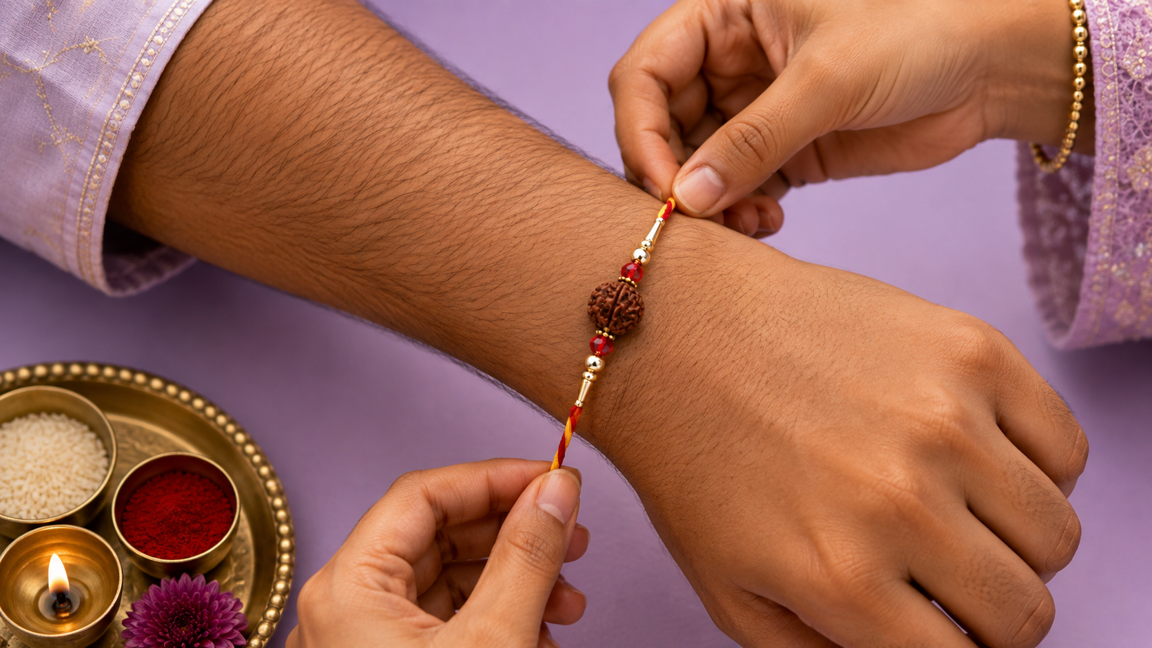 Rudraksha Rakhi with Red and Yellow Thread 2